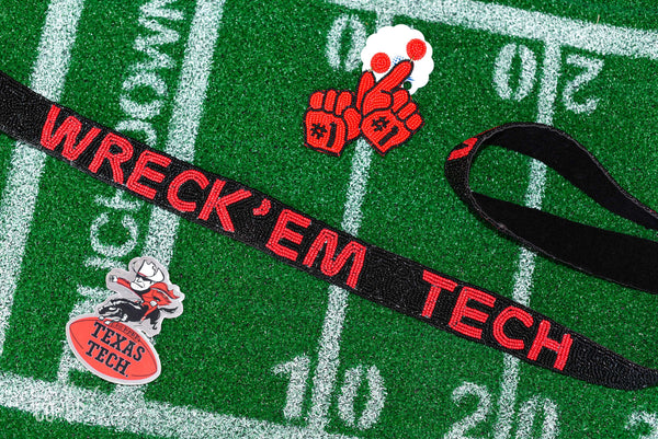 Texas Tech Wreck Em Beaded Purse Strap in Red and Black by Desden