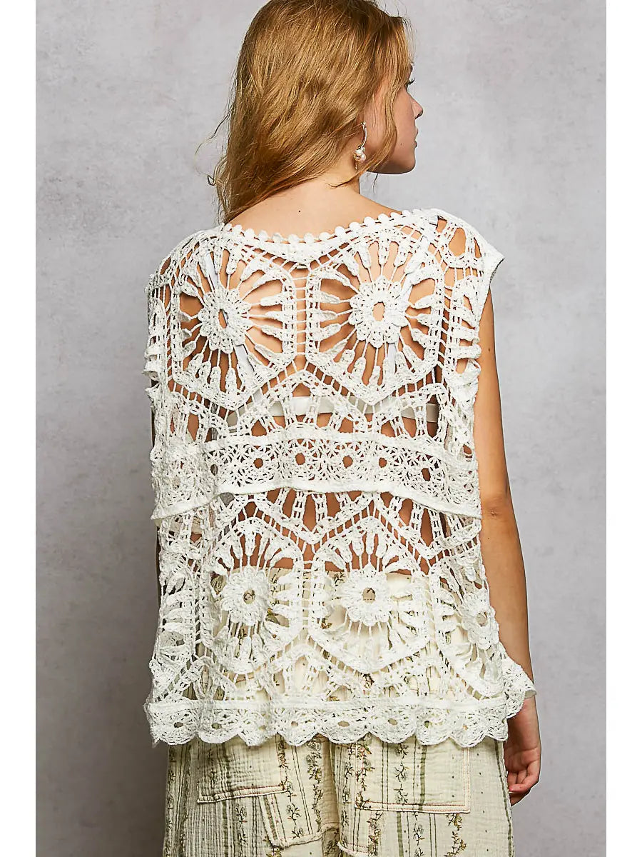 Bohemian Crochet Relaxed Sleeveless Top