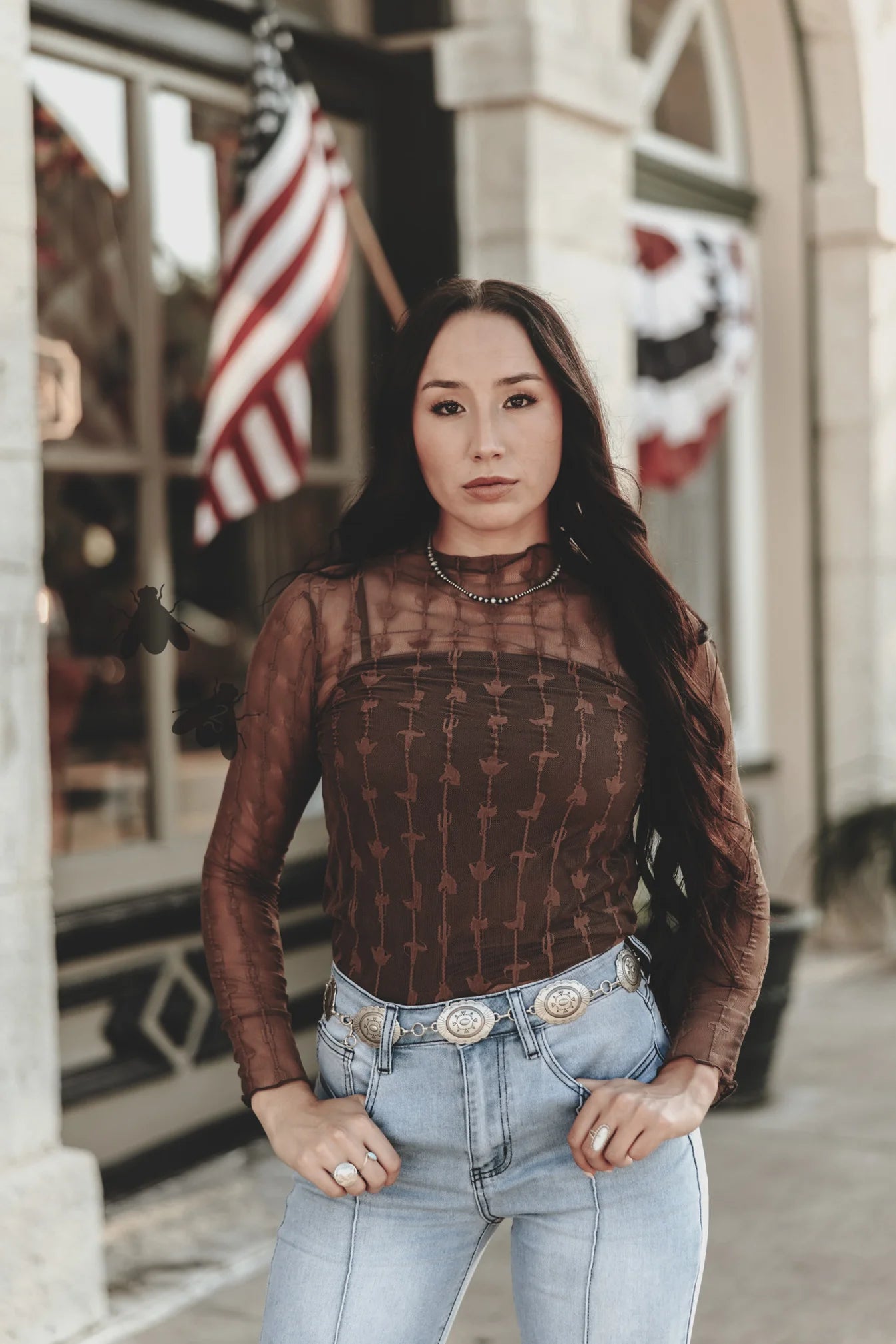 Lariat Lace Mesh Top