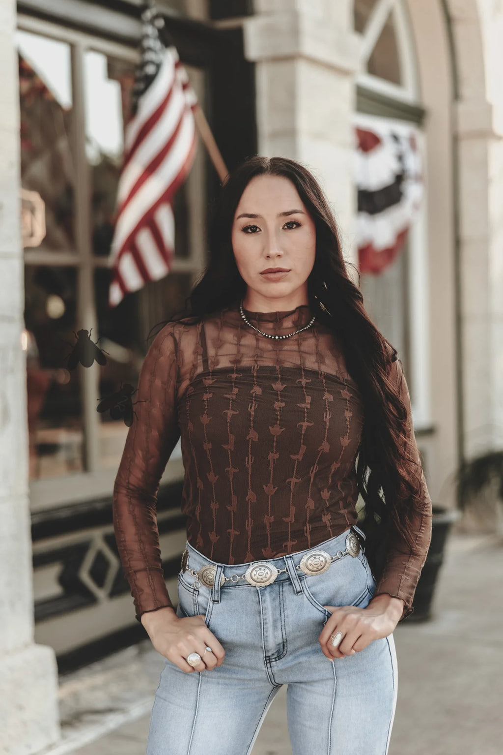 Lariat Lace Mesh Top