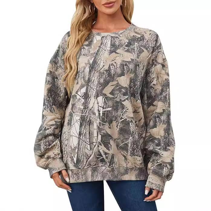 Maple leaf Camo Print Crewneck Sweatshirts