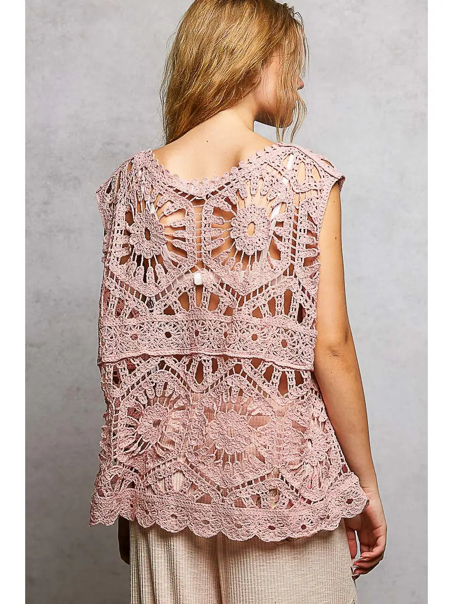 Bohemian Crochet Relaxed Sleeveless Top