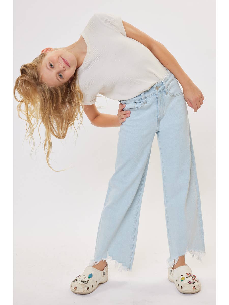 Kids High Rise Wide Leg Jeans