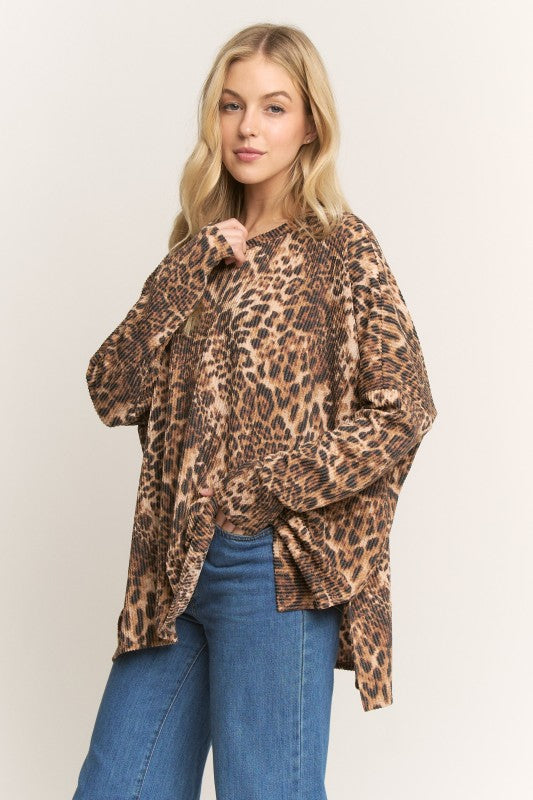 Long Sleeve Animal Urban Ribbed Top
