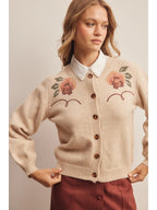 Floral Embroidered Knit Cardigan