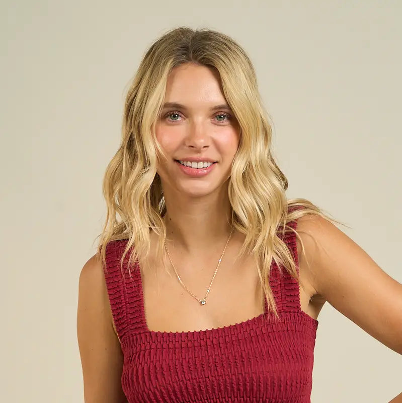 Smocked Square Neck Tank Top