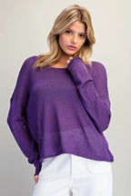 Drop Shoulder Dolman Sleeve Knit Top