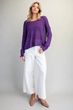 Drop Shoulder Dolman Sleeve Knit Top