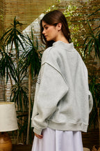 Embroidered "Pray" Mock Neck Sweatshirt