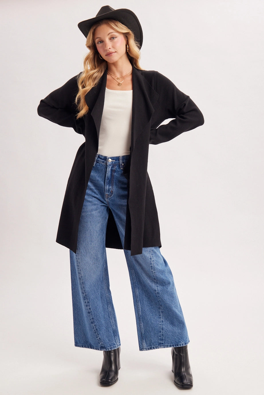 Modern Open Front Longline Knit Cardigan