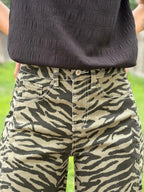 Zennia Zebra Striped Barrel Jeans