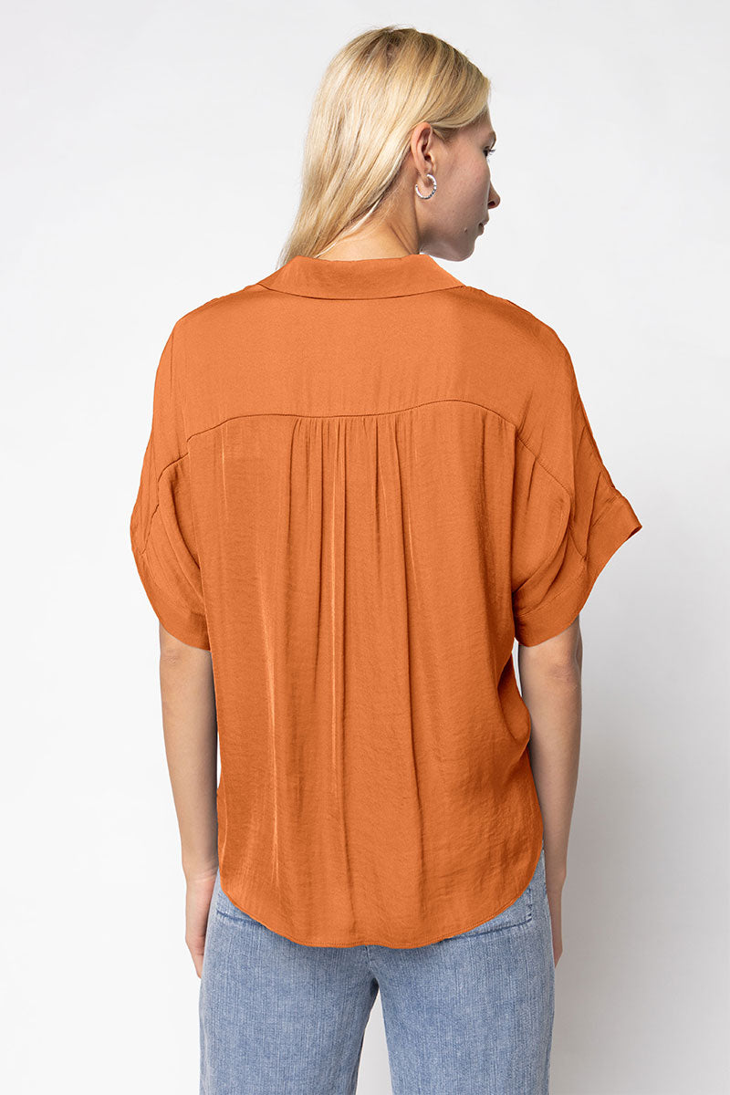 Highlow Collar Satin Blouse