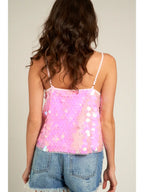 Spaghetti Strap Sparkly Sequin Cami Top