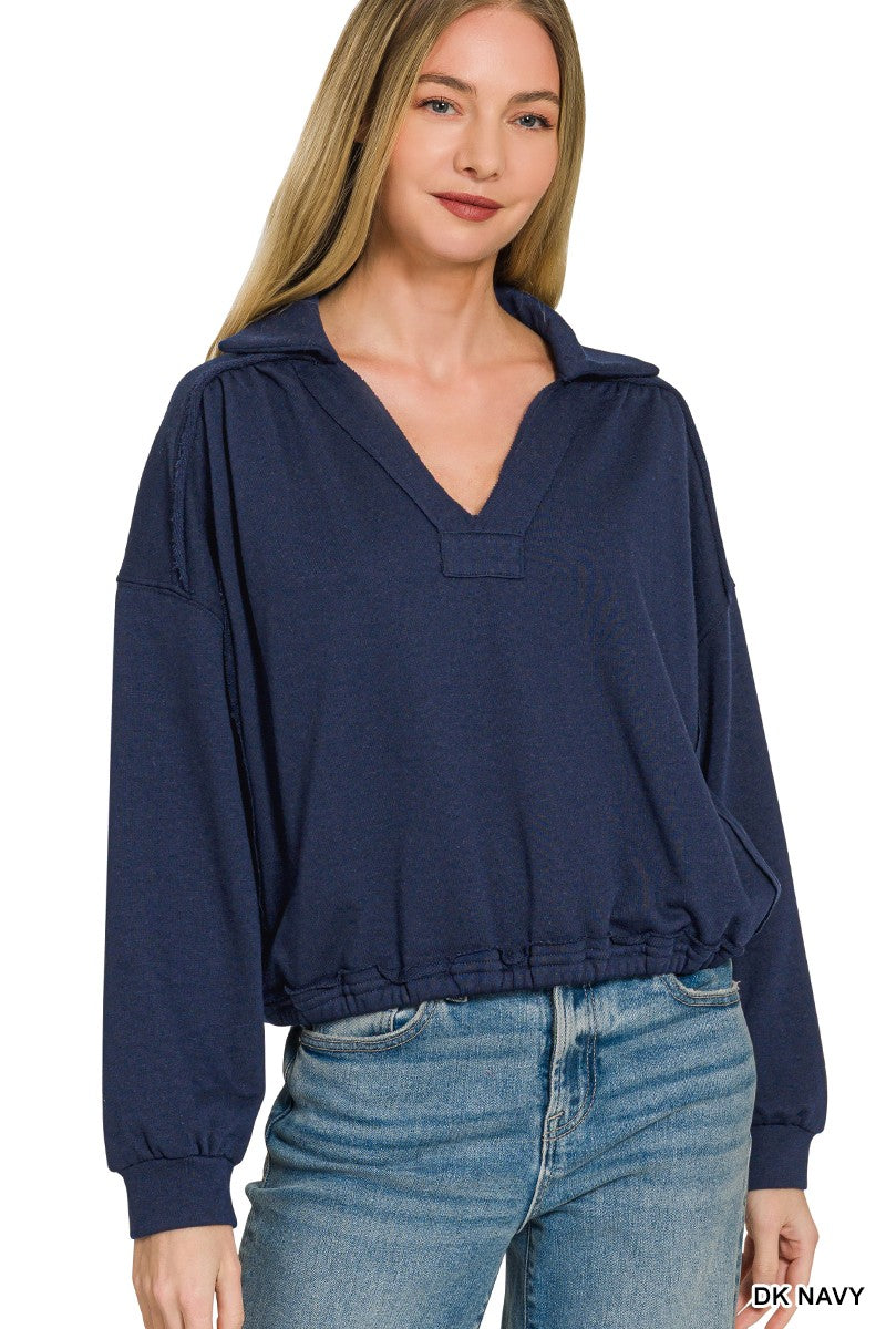 French Terry Collared Pullover