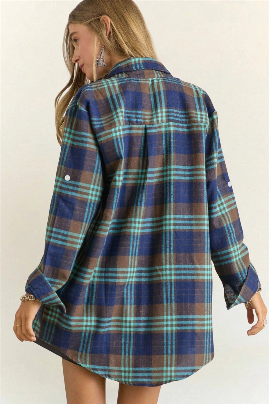 Long Sleeves Button Down Plaid Shirt