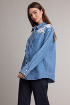 Romantic Lace Detail Denim Shirt