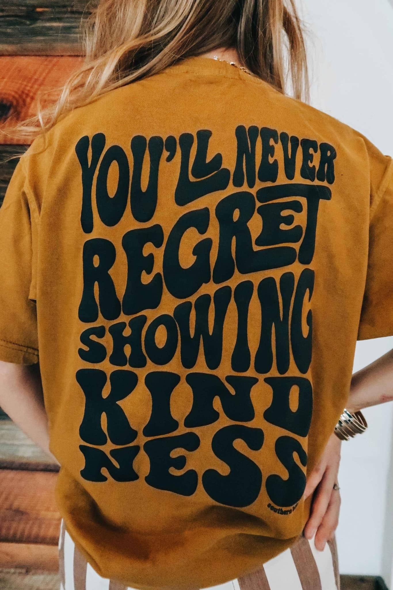 Never Regret Showing Kindness Mock Neck Tee