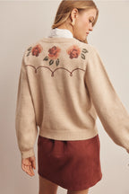 Floral Embroidered Knit Cardigan