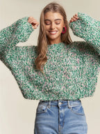 Multi Color Popcorn Textured Sweater Top