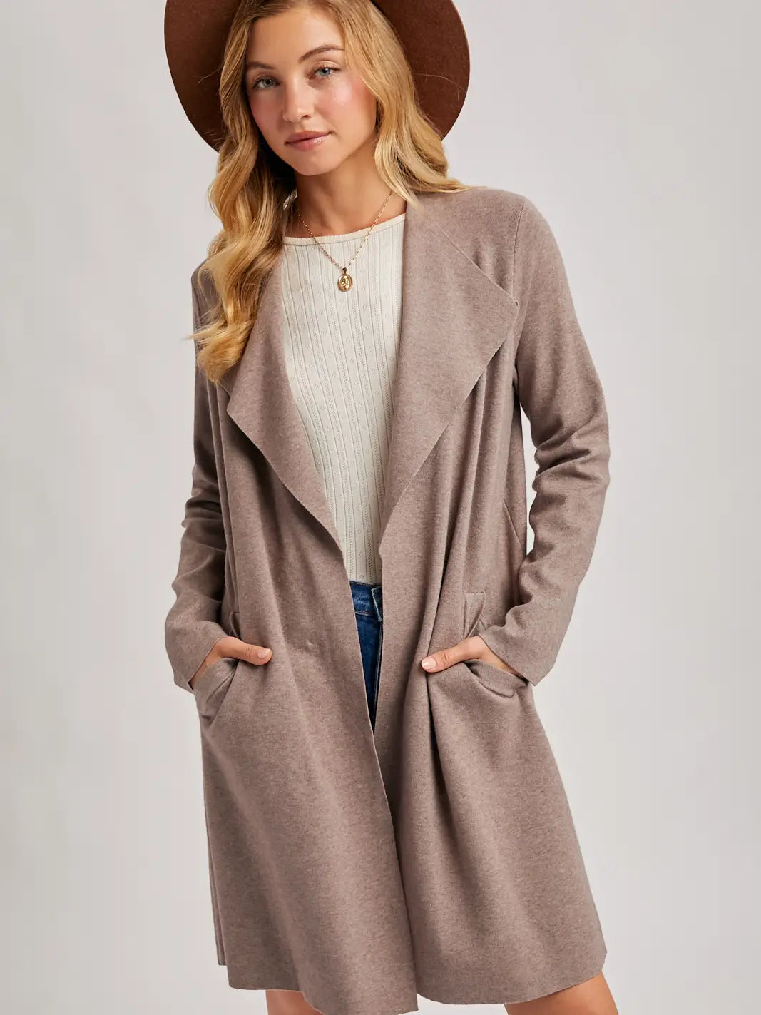 Modern Open Front Longline Knit Cardigan