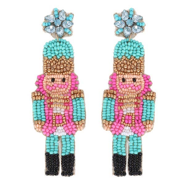 NUTCRACKER CHRISTMAS BEADED EARRINGS