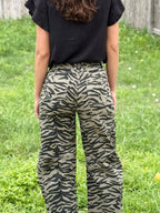 Zennia Zebra Striped Barrel Jeans