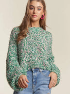 Multi Color Popcorn Textured Sweater Top