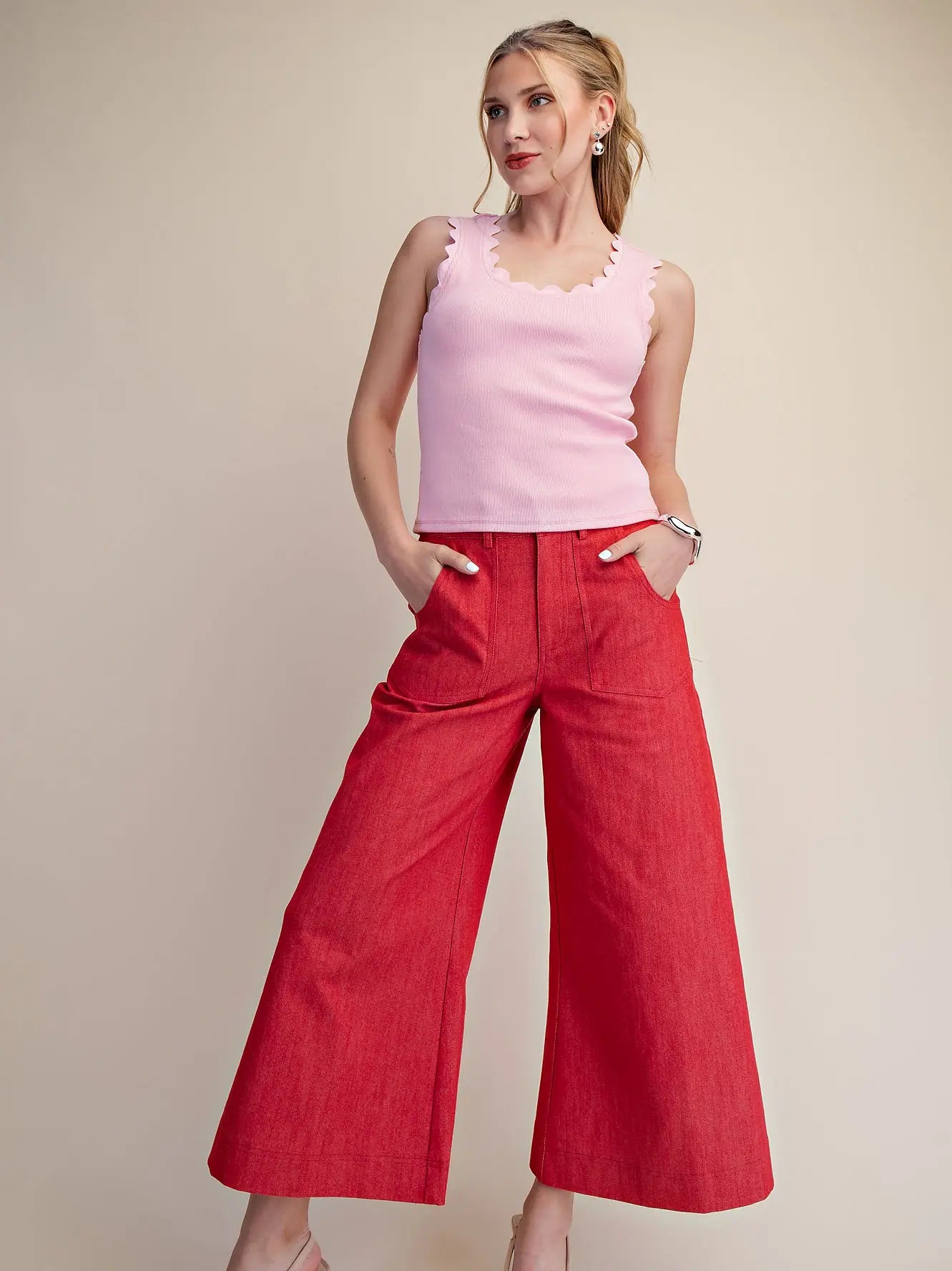 Crop High-Rise Wide-Leg Pants