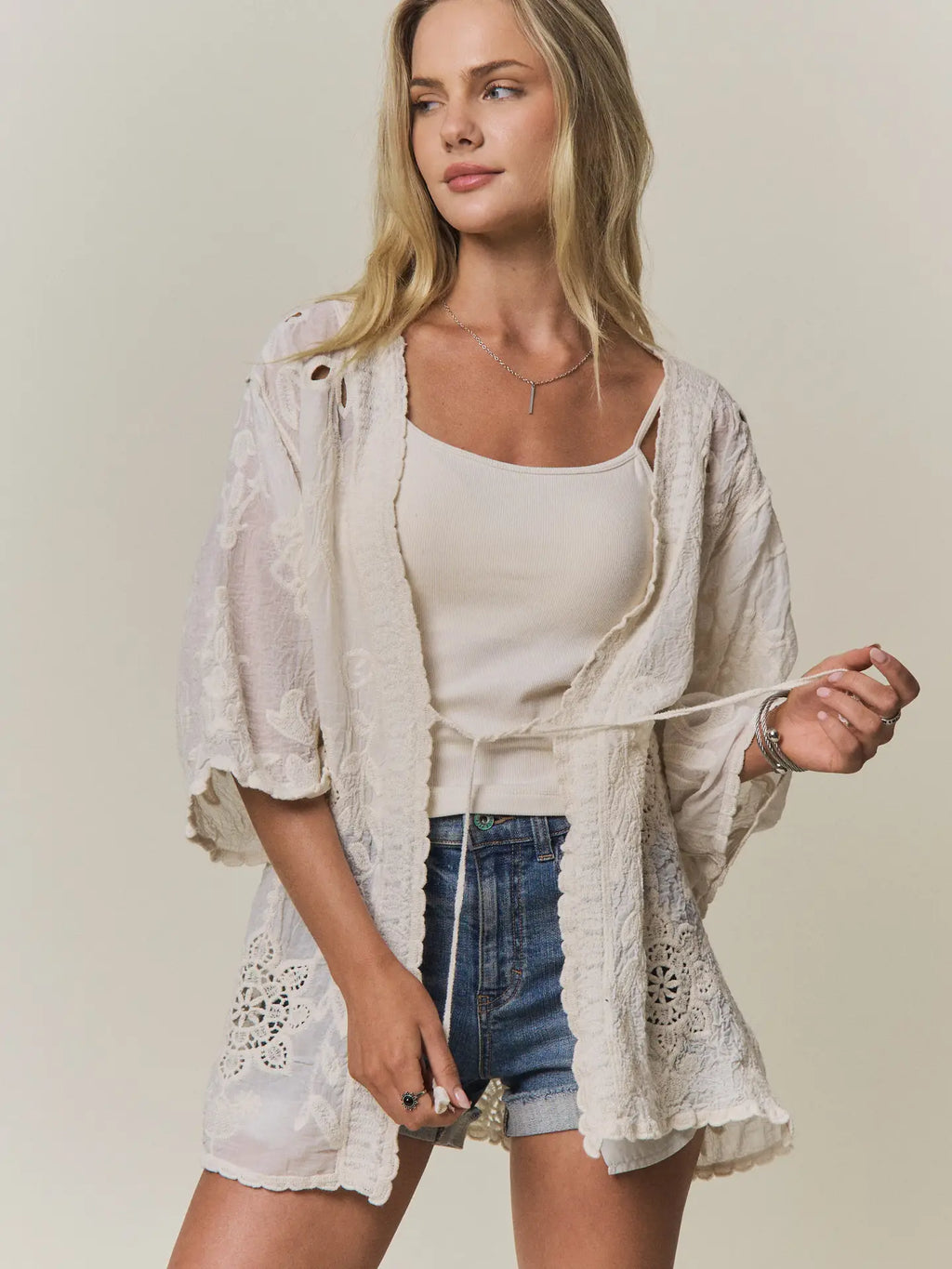 Boho Embroidery Kimono Cardigan
