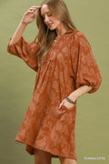 Paisley Print Puff Sleeve Babydoll Dress