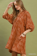 Paisley Print Puff Sleeve Babydoll Dress