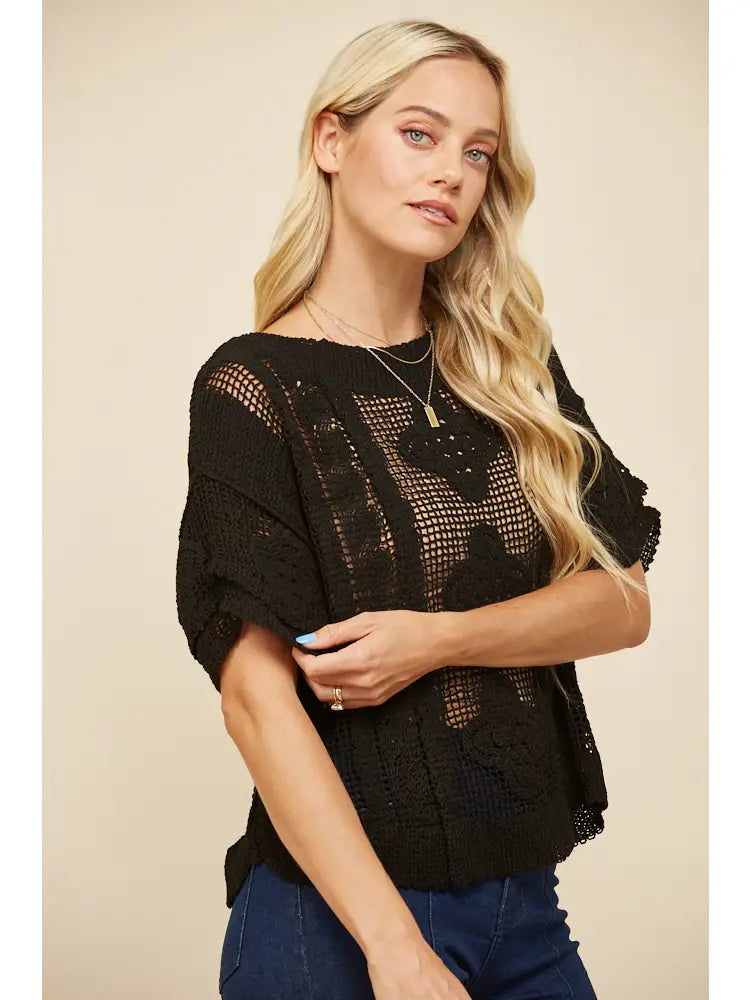 Boho crochet knit top