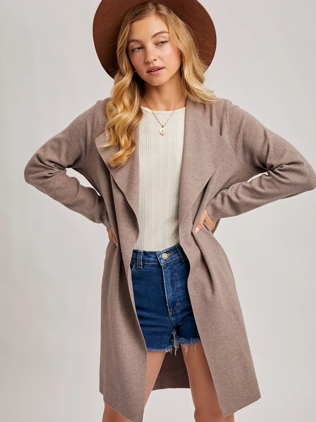 Modern Open Front Longline Knit Cardigan
