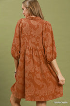 Paisley Print Puff Sleeve Babydoll Dress