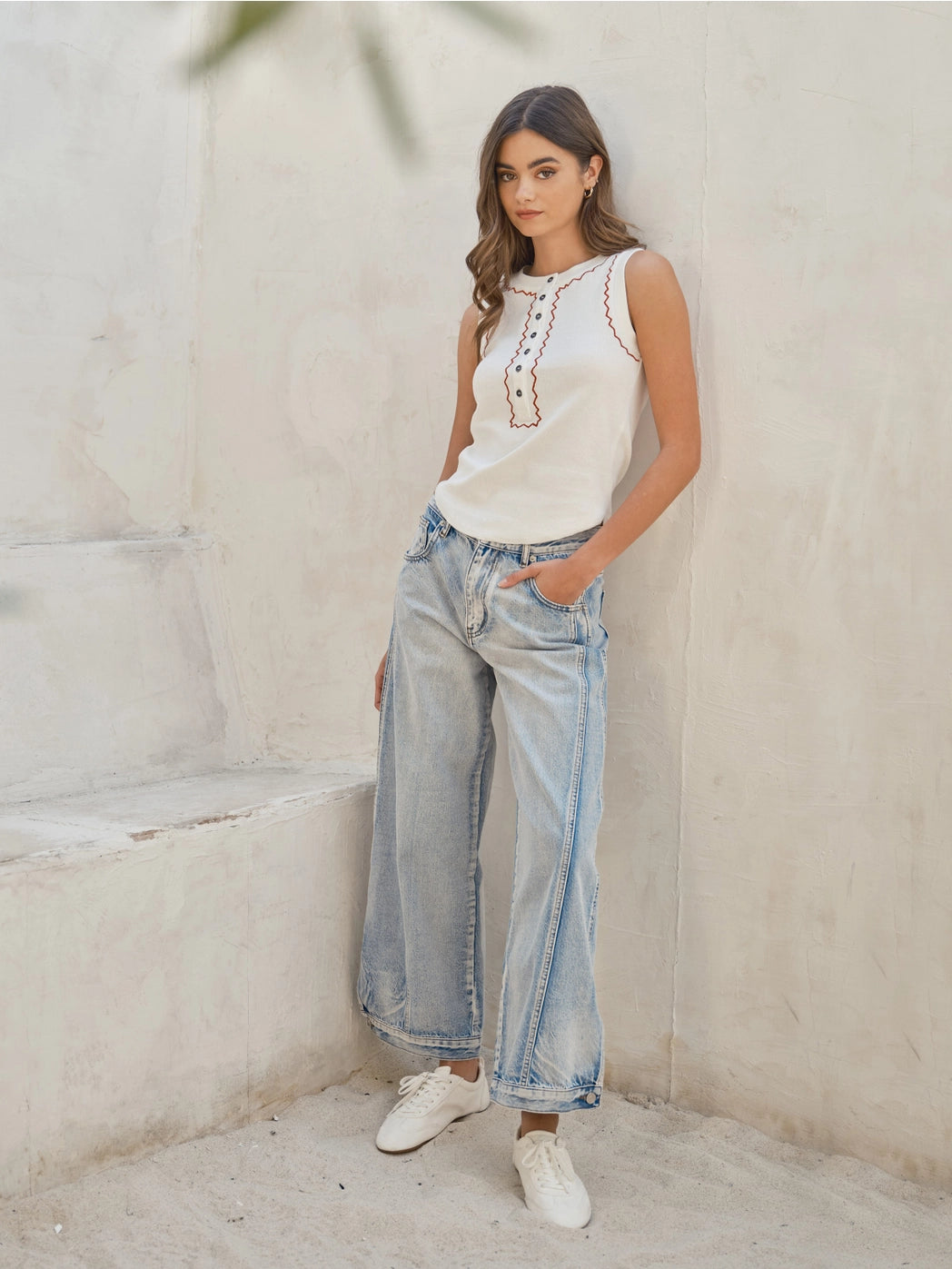 Curve Sideseam Two Way Detail Vintage Washed Jeans