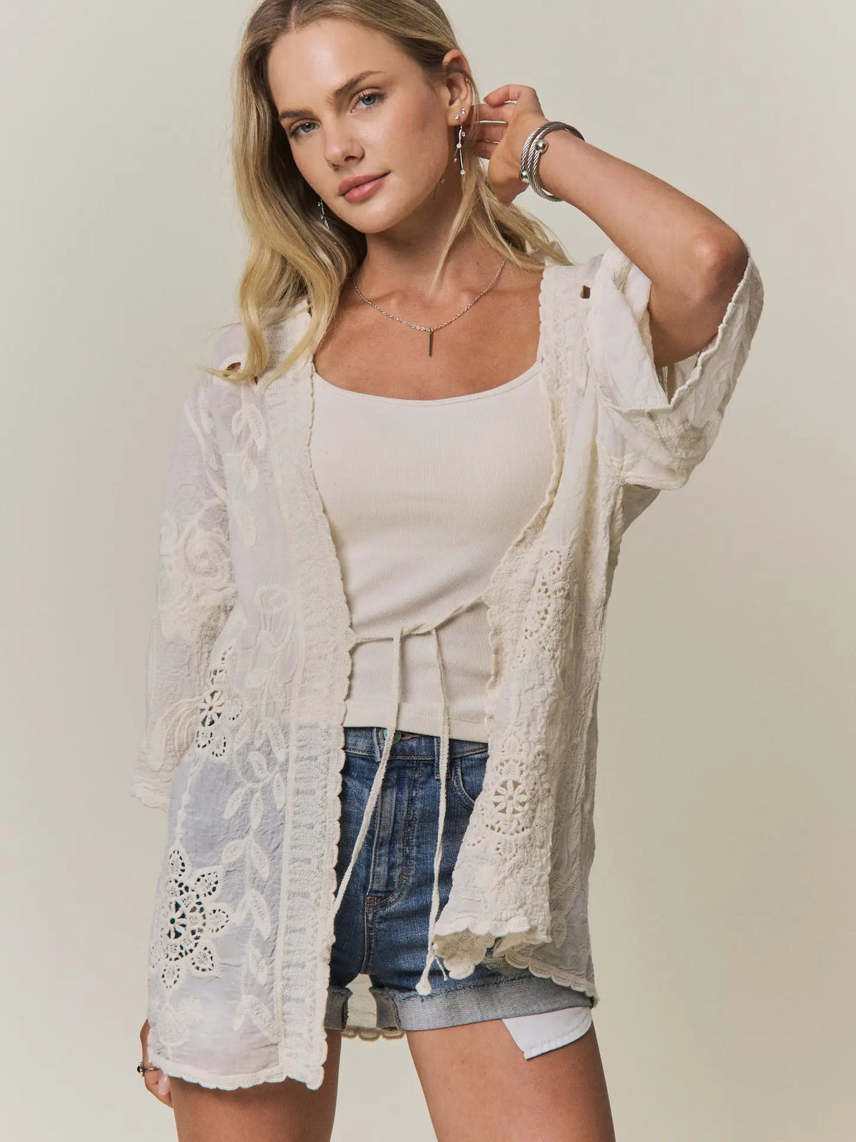 Boho Embroidery Kimono Cardigan