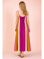 Color Block Sleeveless Midi Dress