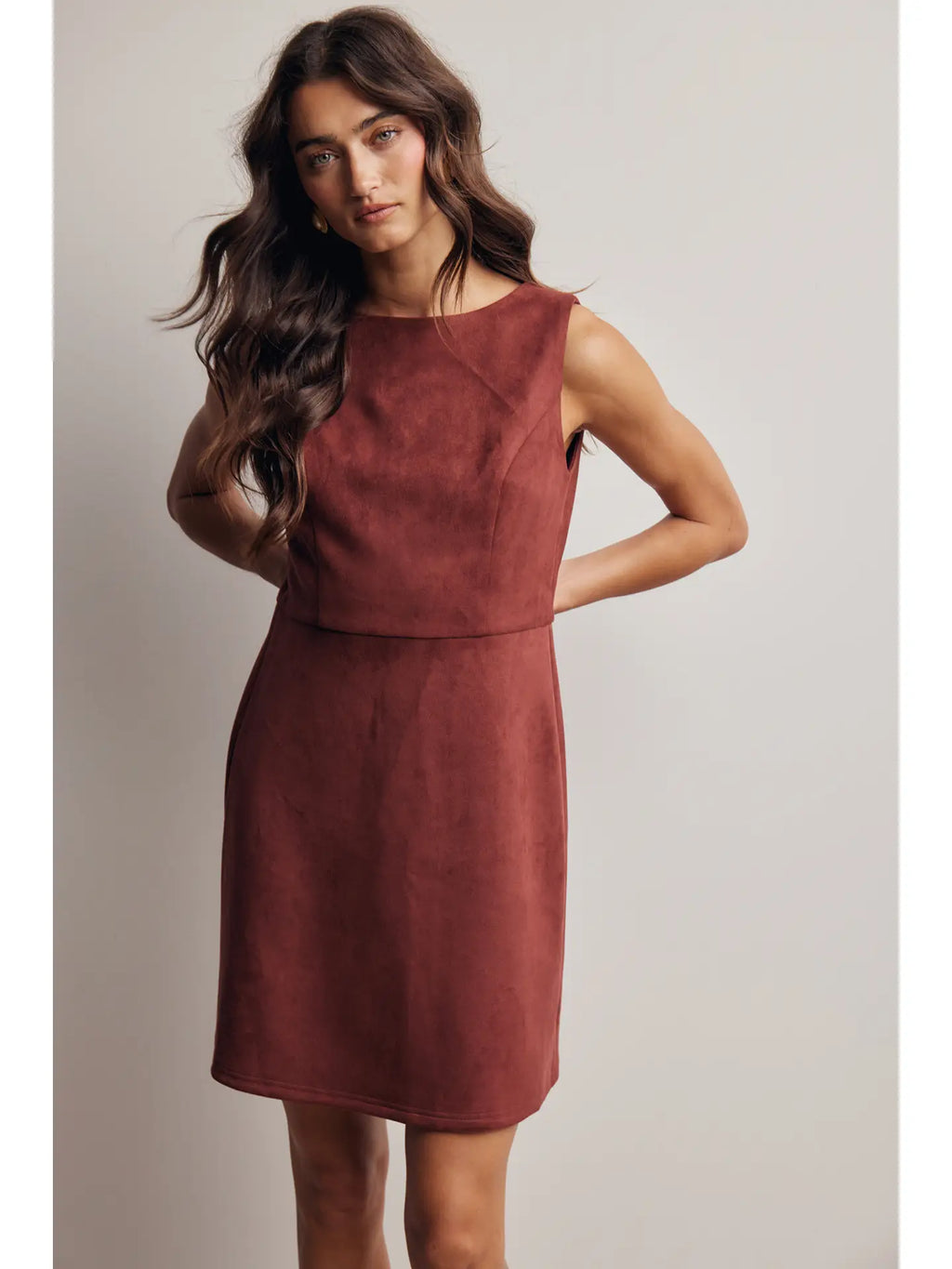 Stretch Suede Sleeveless Mini Dress