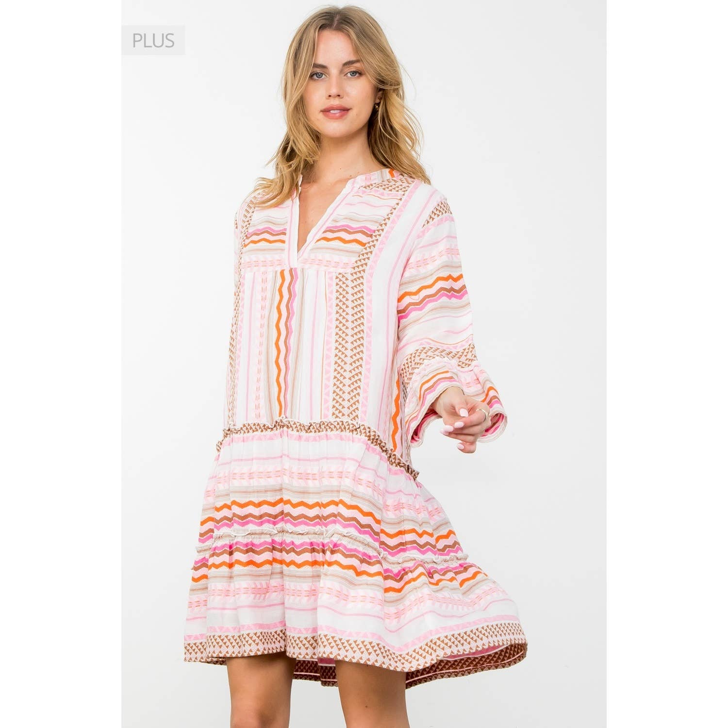 Checkered Flutter Sleeve Dress