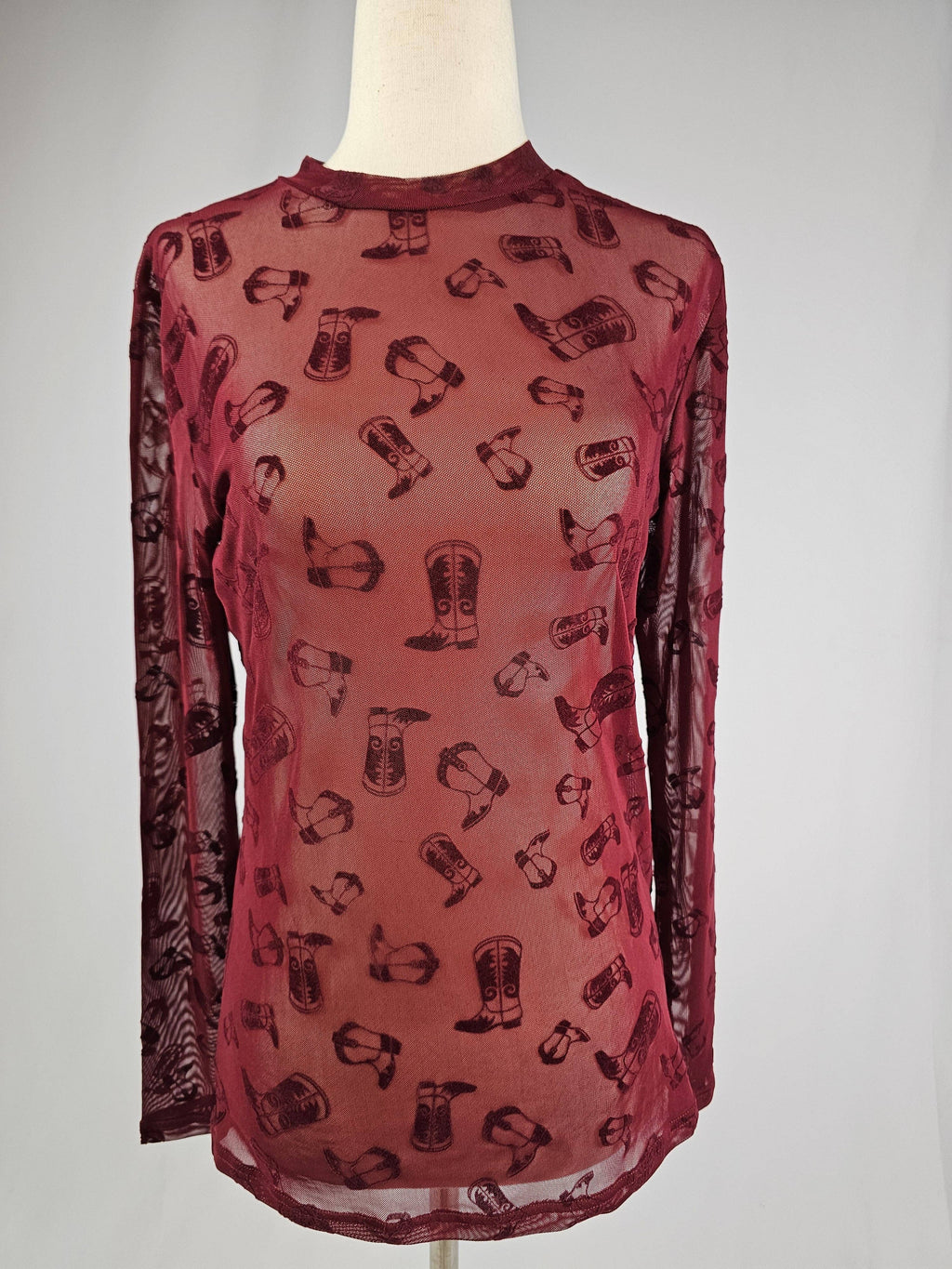 Blame it on the Boots Velvet Mesh Top