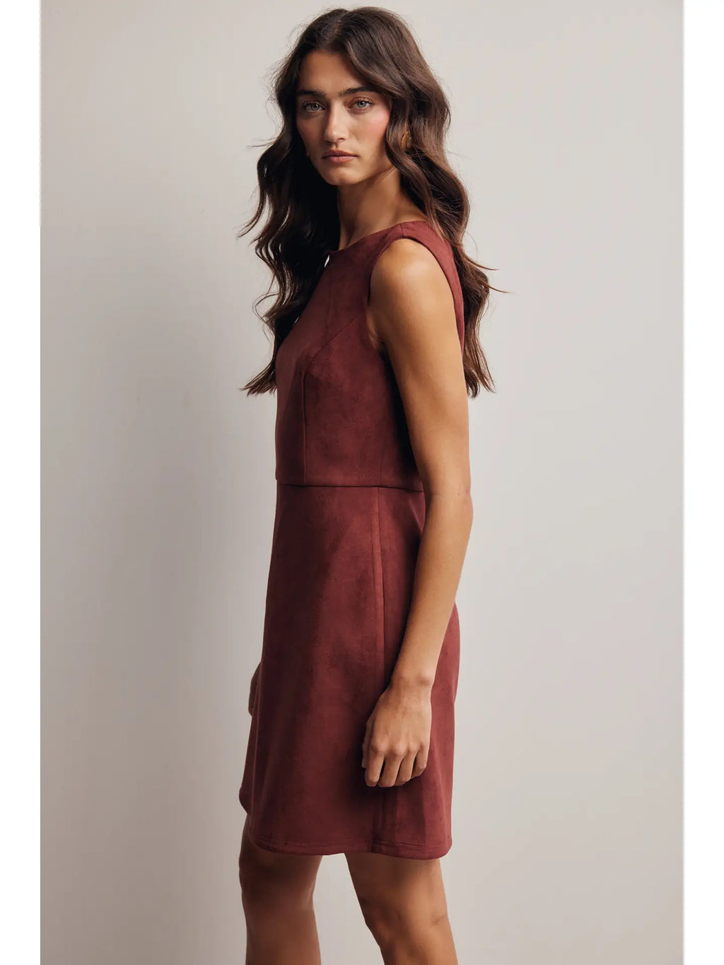 Stretch Suede Sleeveless Mini Dress
