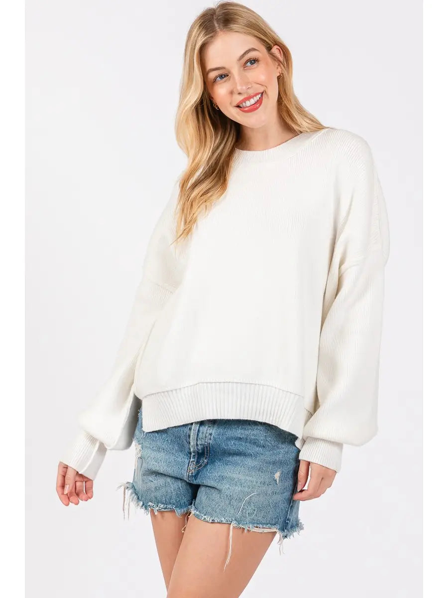 Game Day Oversized Ribbed Knit Sweater