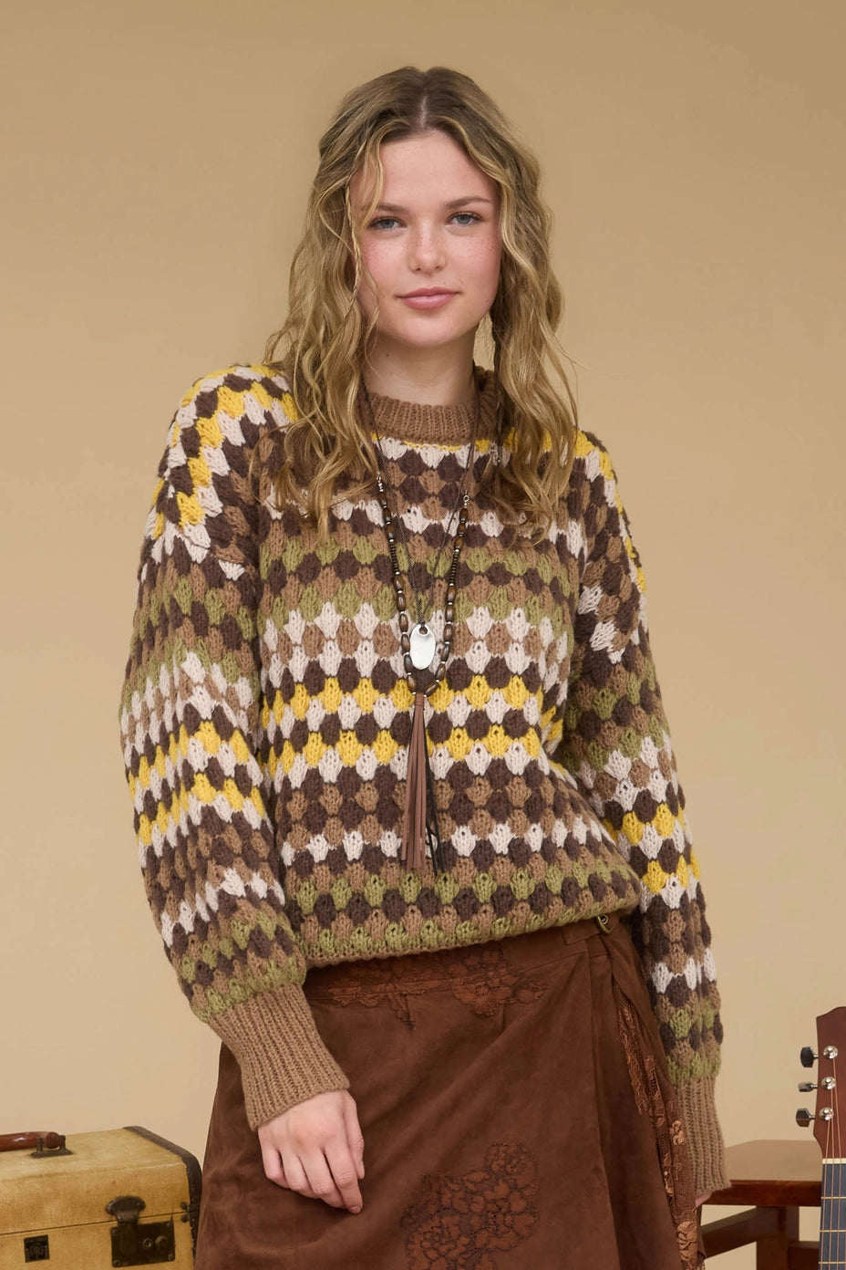 Multicolor Knit Crewneck Sweater