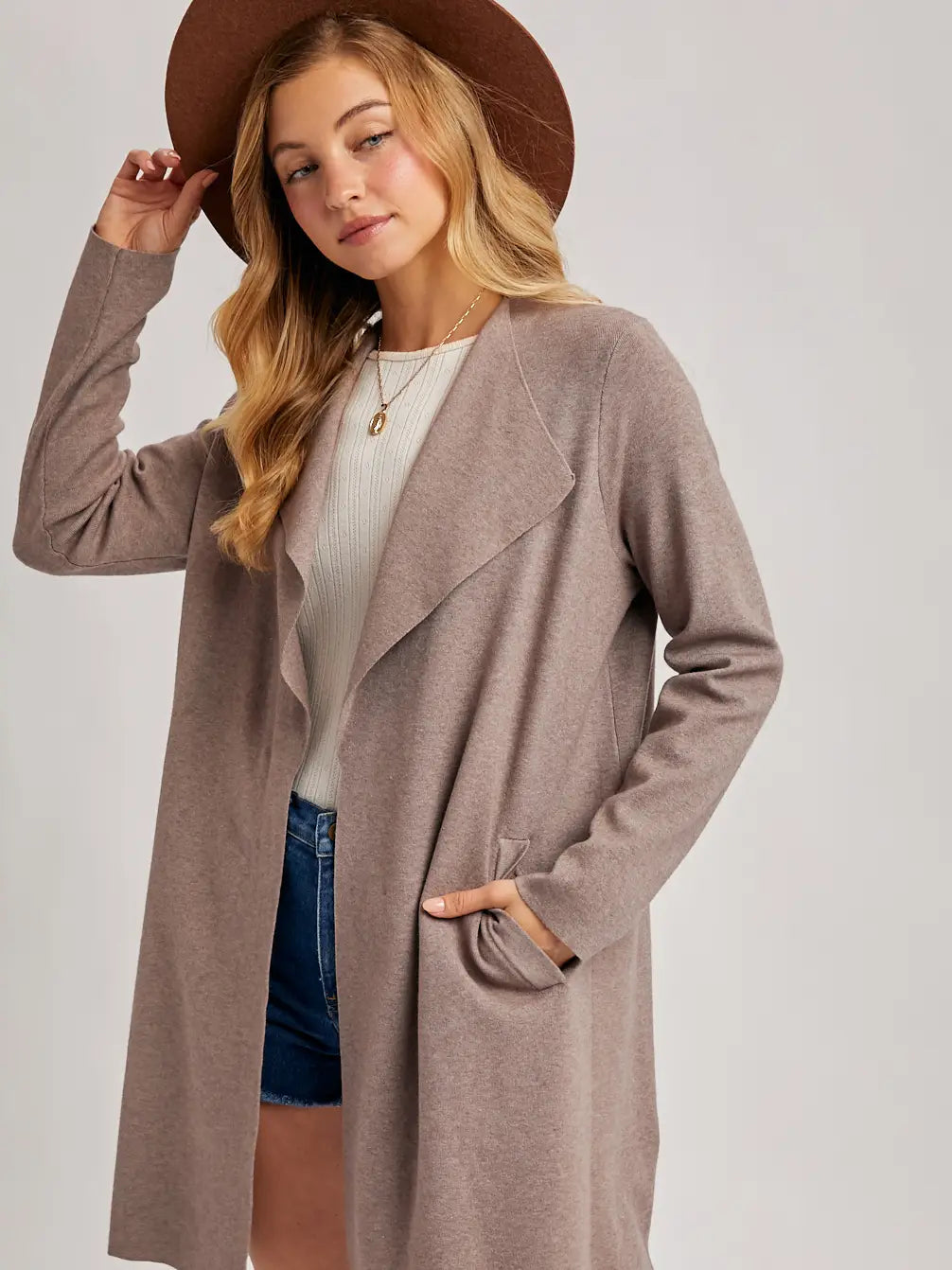 Modern Open Front Longline Knit Cardigan