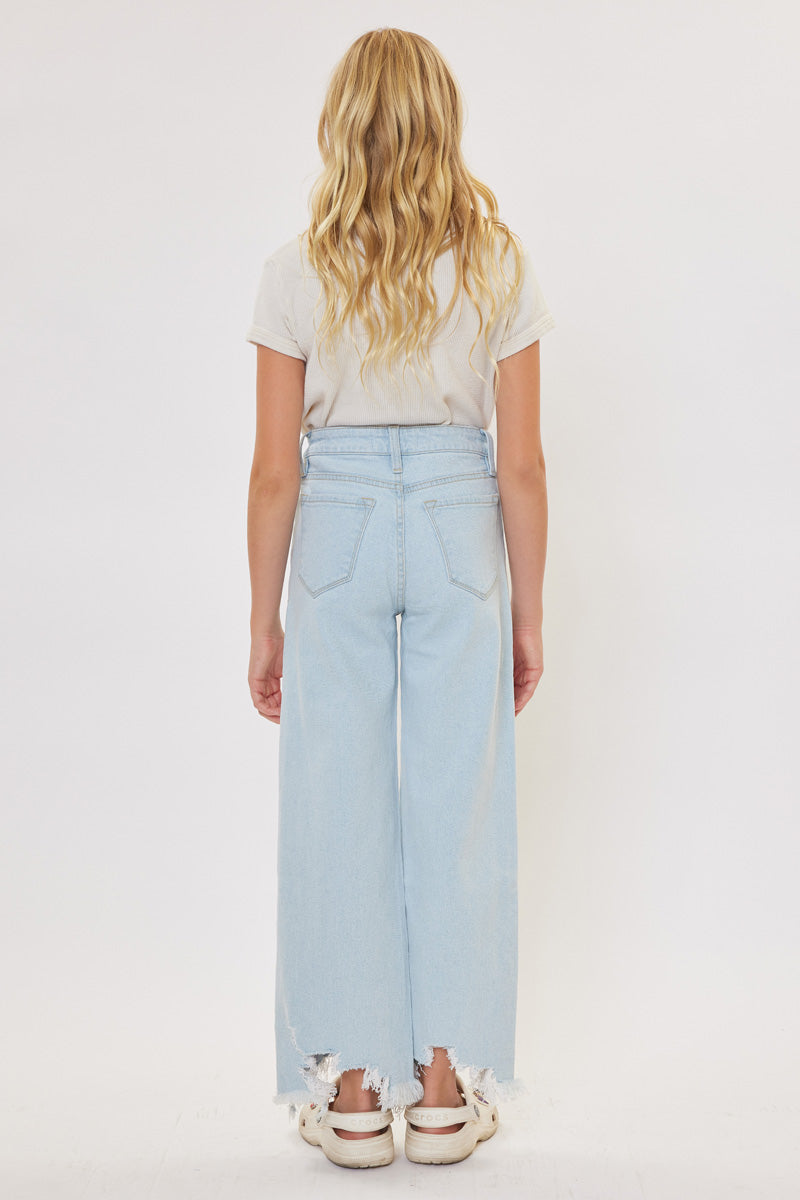 Kids High Rise Wide Leg Jeans