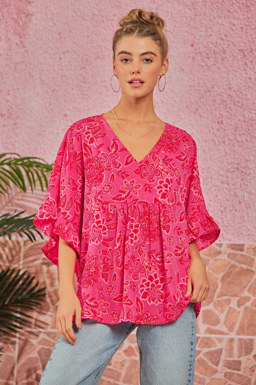 Floral Breeze Poncho Top