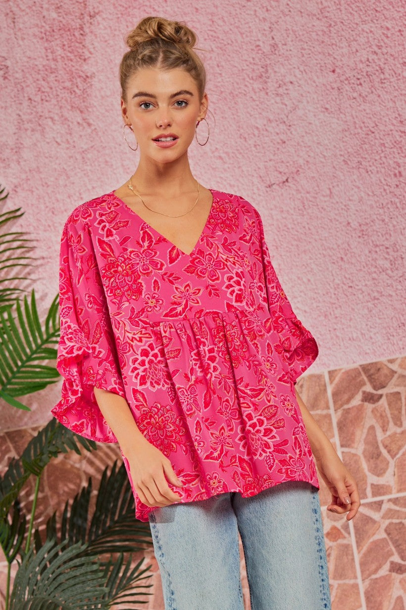 Floral Breeze Poncho Top