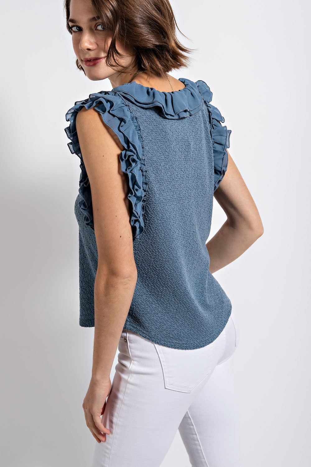 Ruffle V-Neck Tank Top