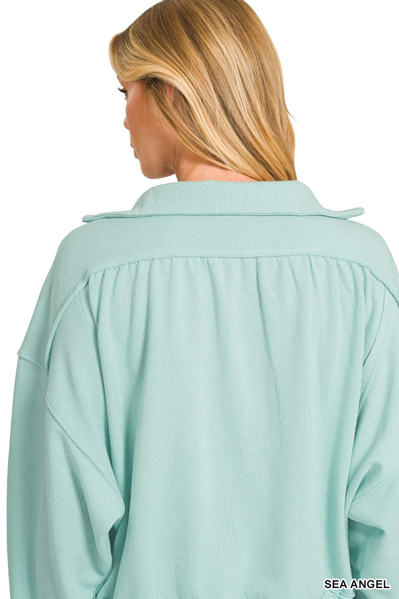 French Terry Collared Pullover