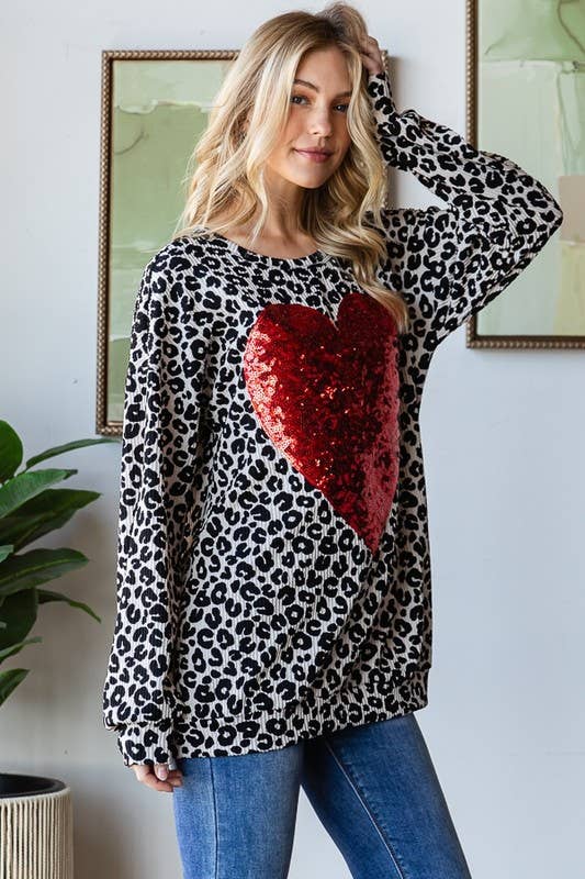 ANIMAL PRINT TOP W/ Heart